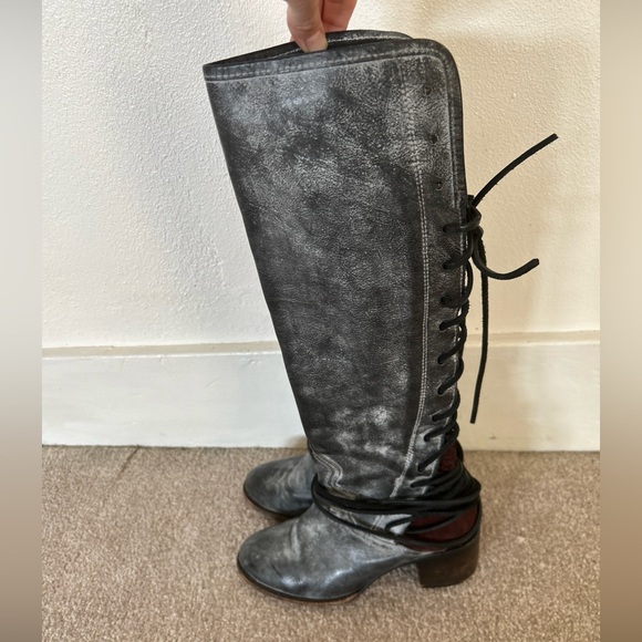 Free Bird Coal Women's Boots Distressedblack leather knee high